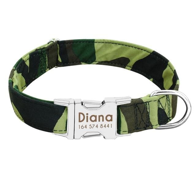 Personalized Dog Collar with metal buckle - Green 1 / L
