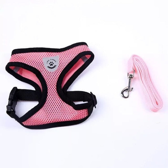 Adjustable Cat Or Dog Harness And Leash Set