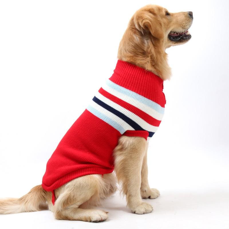 Striped Comfortable Cotton Sweater for all sized dogs - red / Size 12