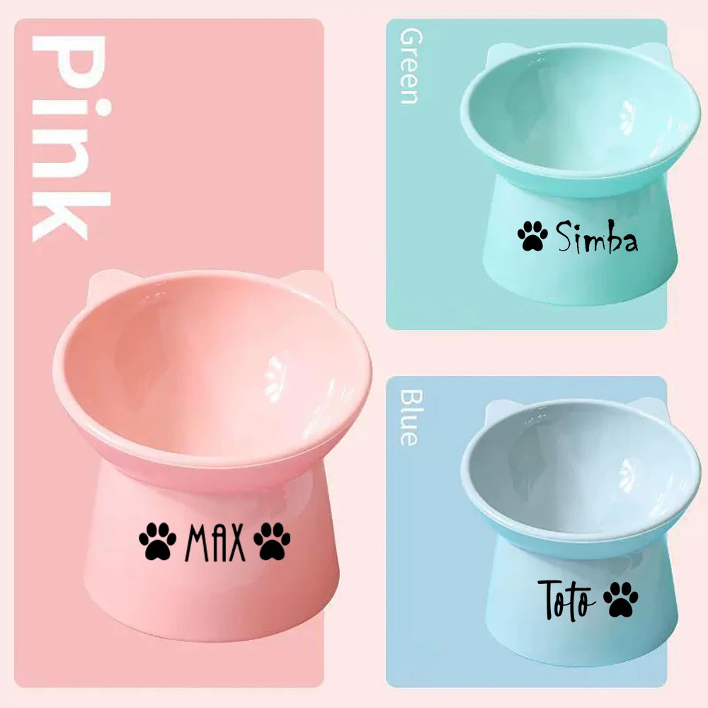 Personalised Raised Cat Tilt Bowl – The Pampered Pet