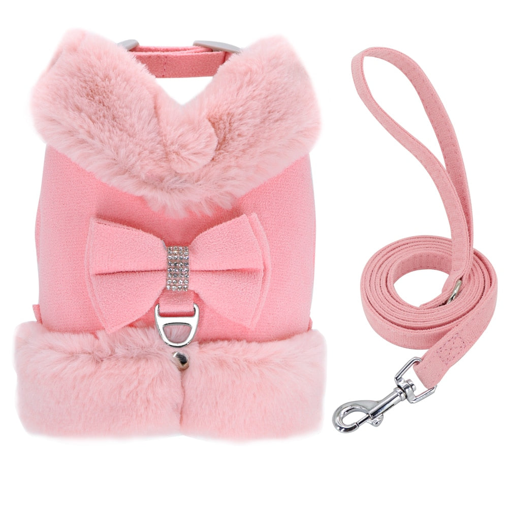 Warm Bow Halter Harness and Leash set