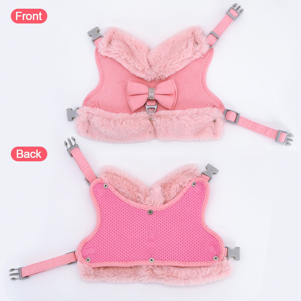 Warm Bow Halter Harness and Leash set