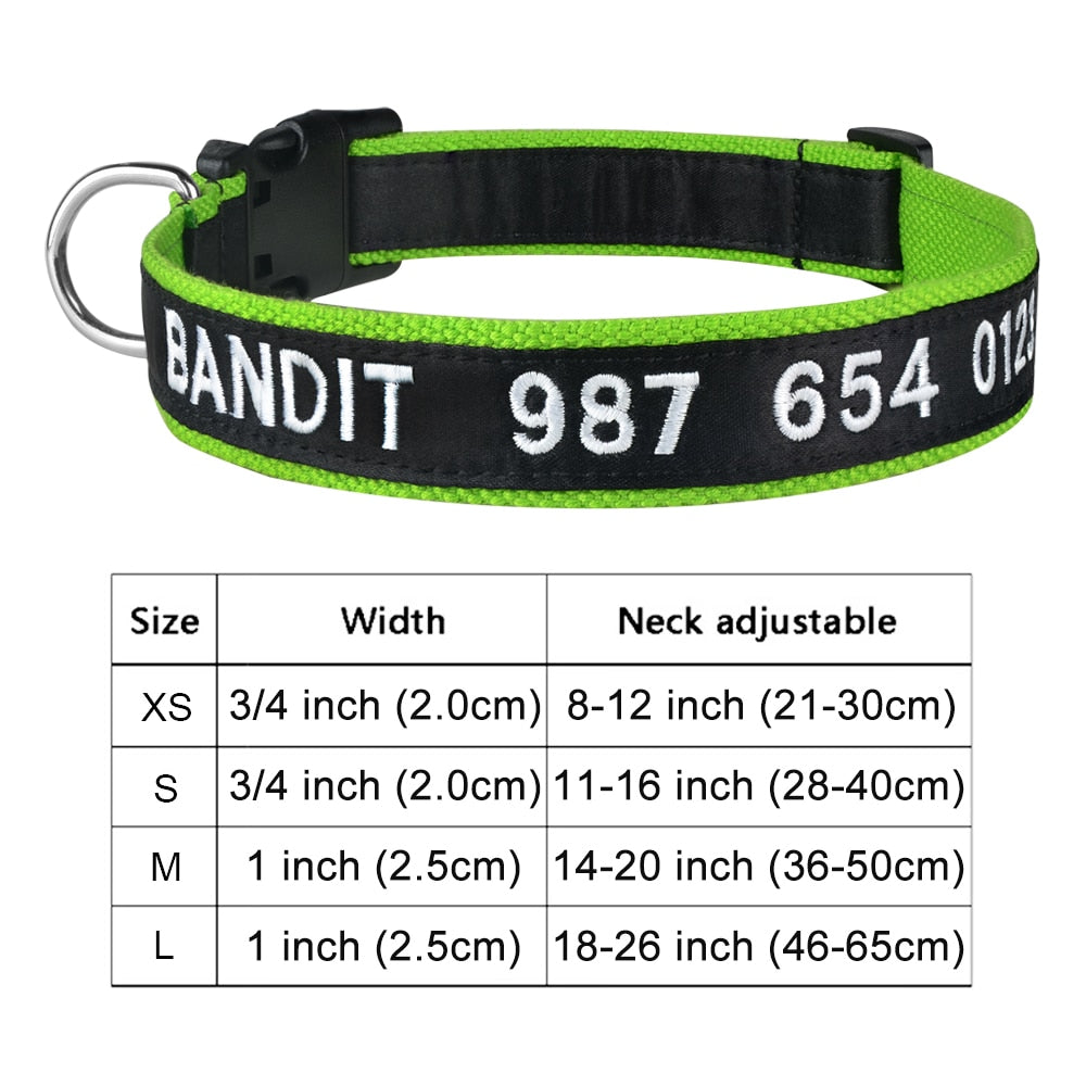 Adjustable Embroidered Nylon Dog Collar