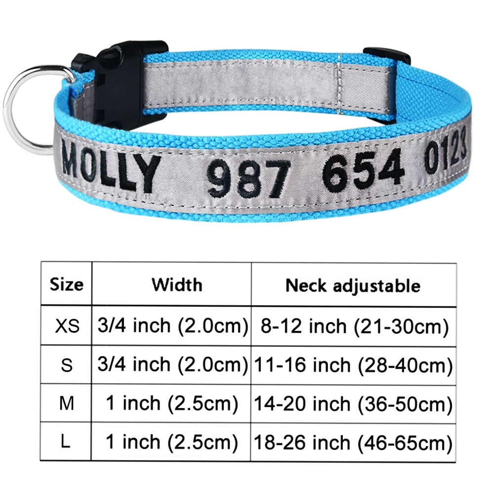 Adjustable Embroidered Nylon Dog Collar