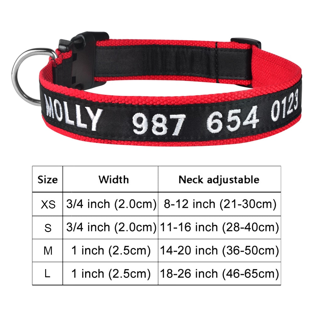 Adjustable Embroidered Nylon Dog Collar