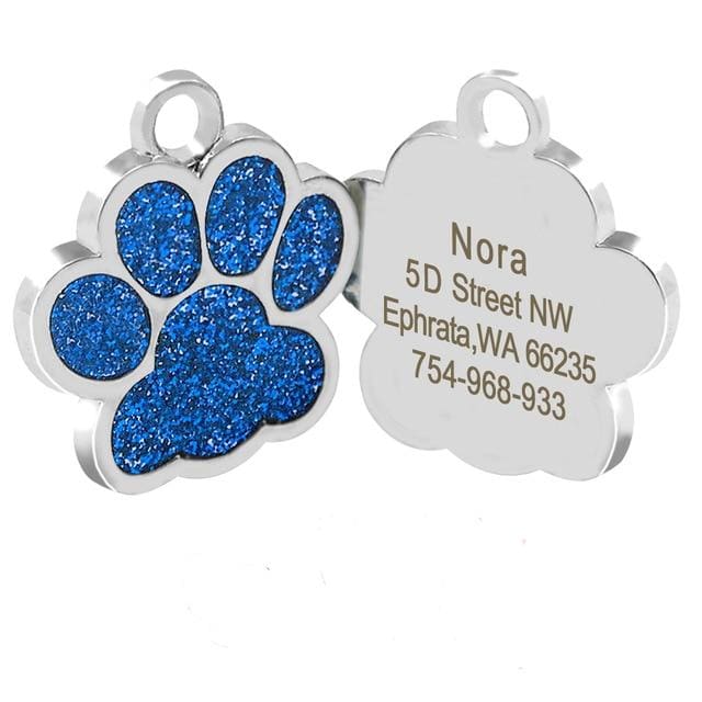 Dog/Cat Personalized Glitter Pendant - Blue Paw / S