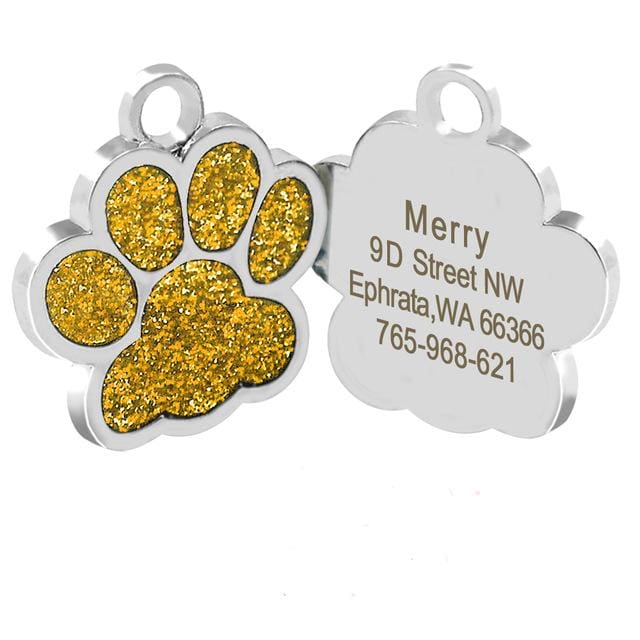 Dog/Cat Personalized Glitter Pendant - Gold Paw / S
