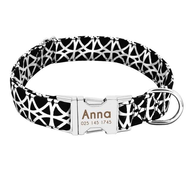 Personalized Dog Collar with metal buckle - Black / L