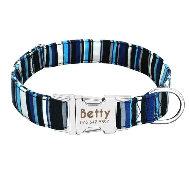 Personalized Dog Collar with metal buckle - Blue 1 / L