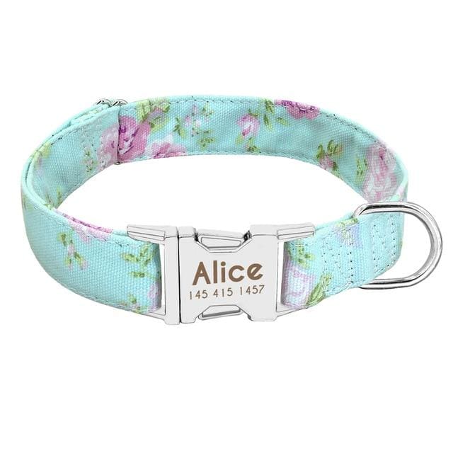 Personalized Dog Collar with metal buckle - Green / L