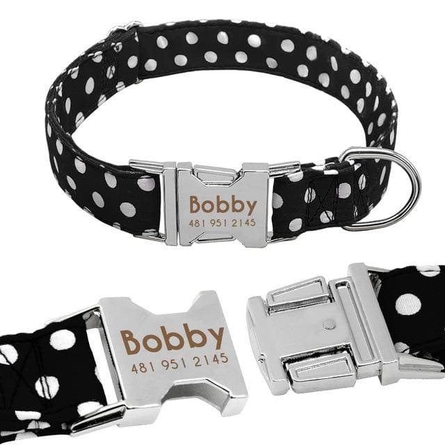 Personalized Dog Nylon Collar With Metal Buckle - Black / L