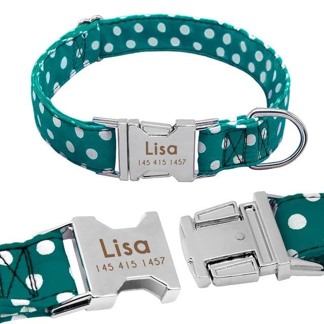 Personalized Dog Nylon Collar With Metal Buckle - Blue / L