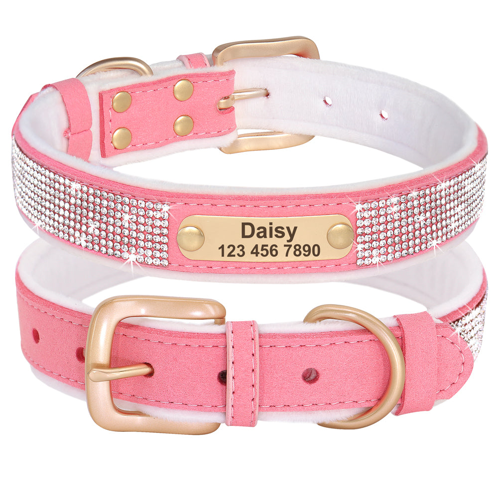 Pink Bling Dog Collars Canada Personalised Rhinestone Dog