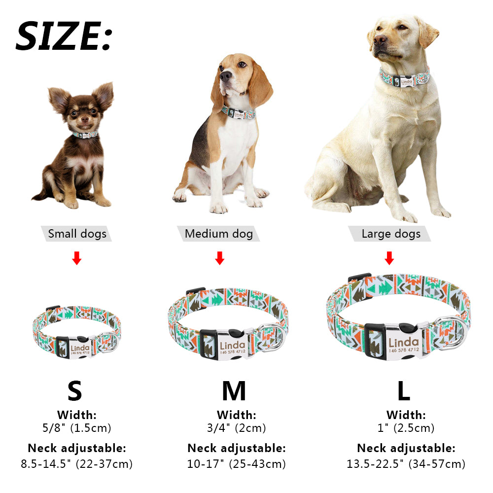 Personalised Pattern Dog Nylon Collar