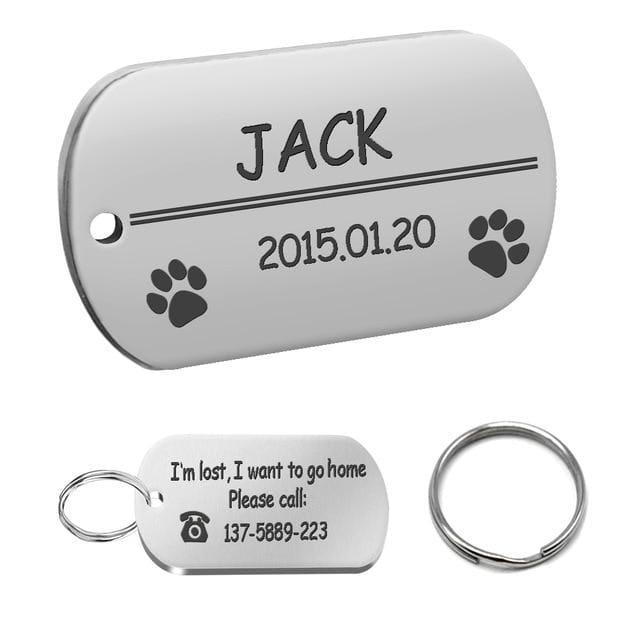 Stainless Steel Personalized Lost Dog Tag - Silver tag / L