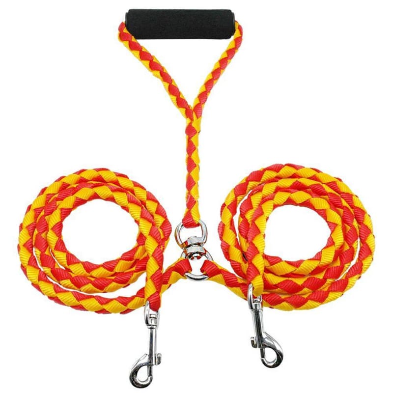 Strong Nylon Double Lead - 145 cm x 1 cm / Yellow/Red